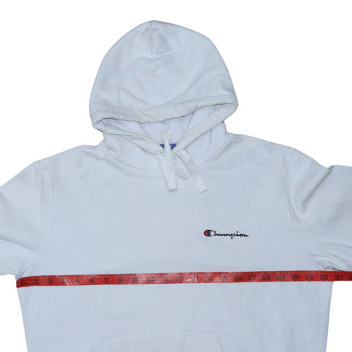 Champion Women White Pullover Hoodie Large 100% Cotton Embroidered Logo Sweatshirt