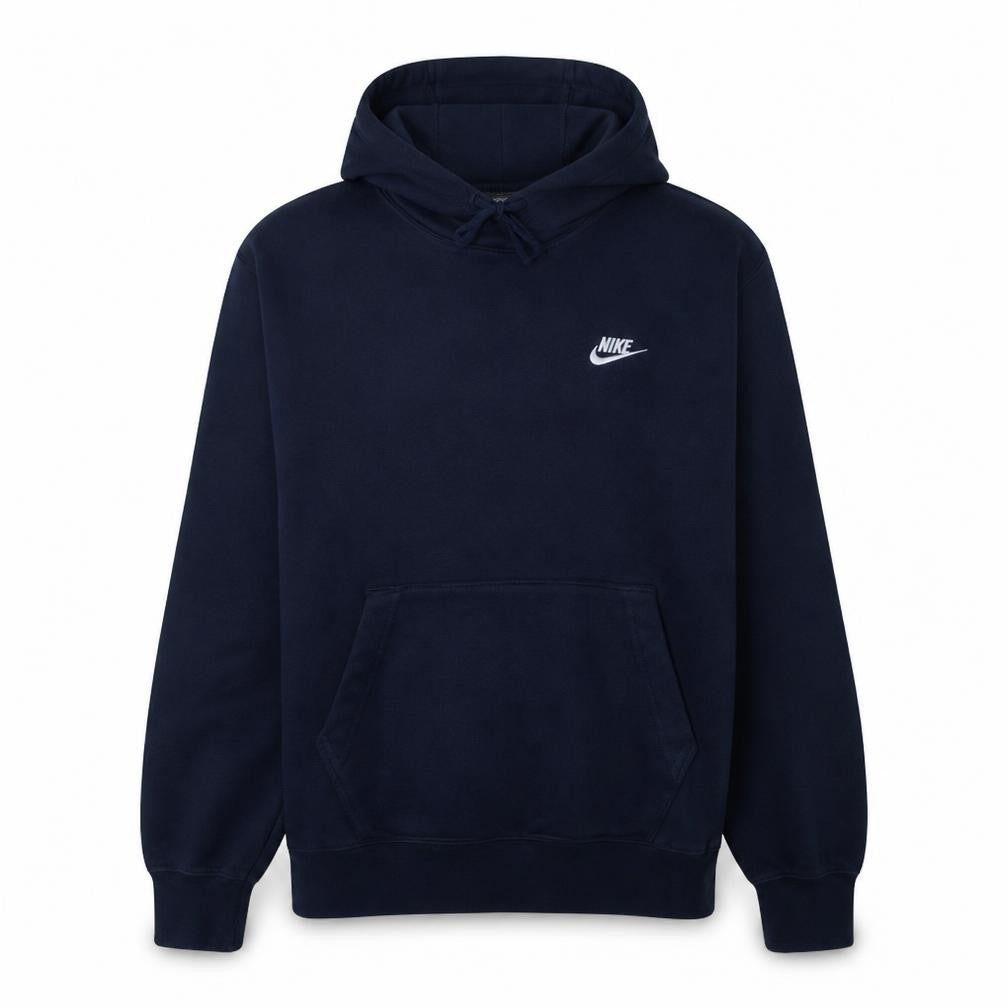 Nike Men's Blue Pullover Hoodie Medium Fleece Logo Sweatshirt
