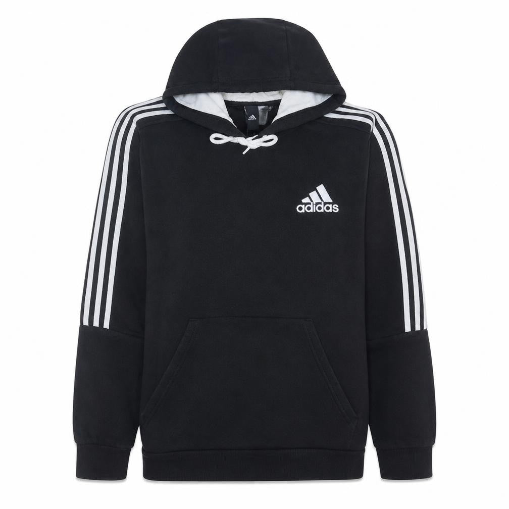 adidas Mens Black Pullover Hoodie L Hooded Fleece Sweatshirt