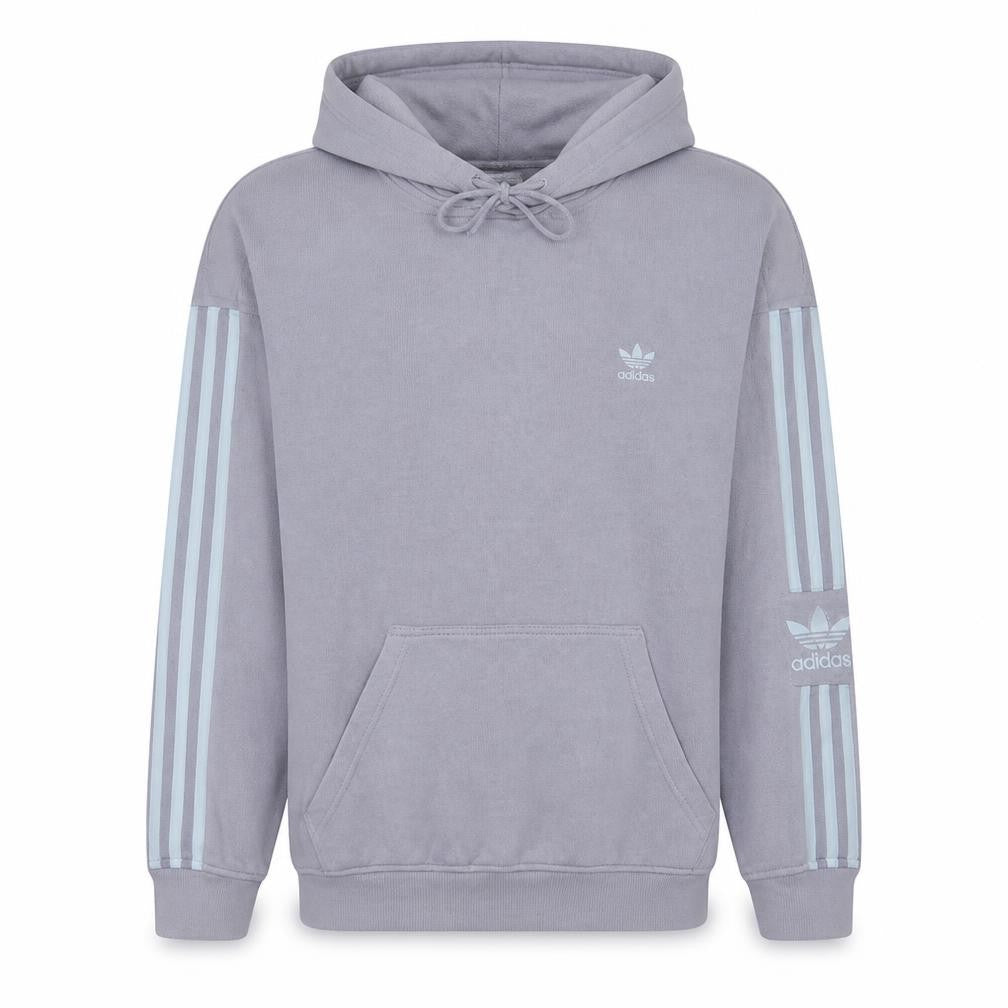 Front view of Adidas Men's Purple Pullover Hoodie, size M, Logo Fleece Sportswear