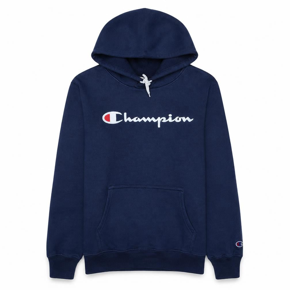 Champion Men's Blue Pullover Hoodie Medium Logo Fleece Sweatshirt