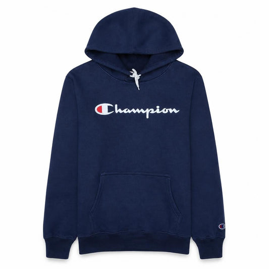 Champion Men's Blue Pullover Hoodie Medium Logo Fleece Sweatshirt