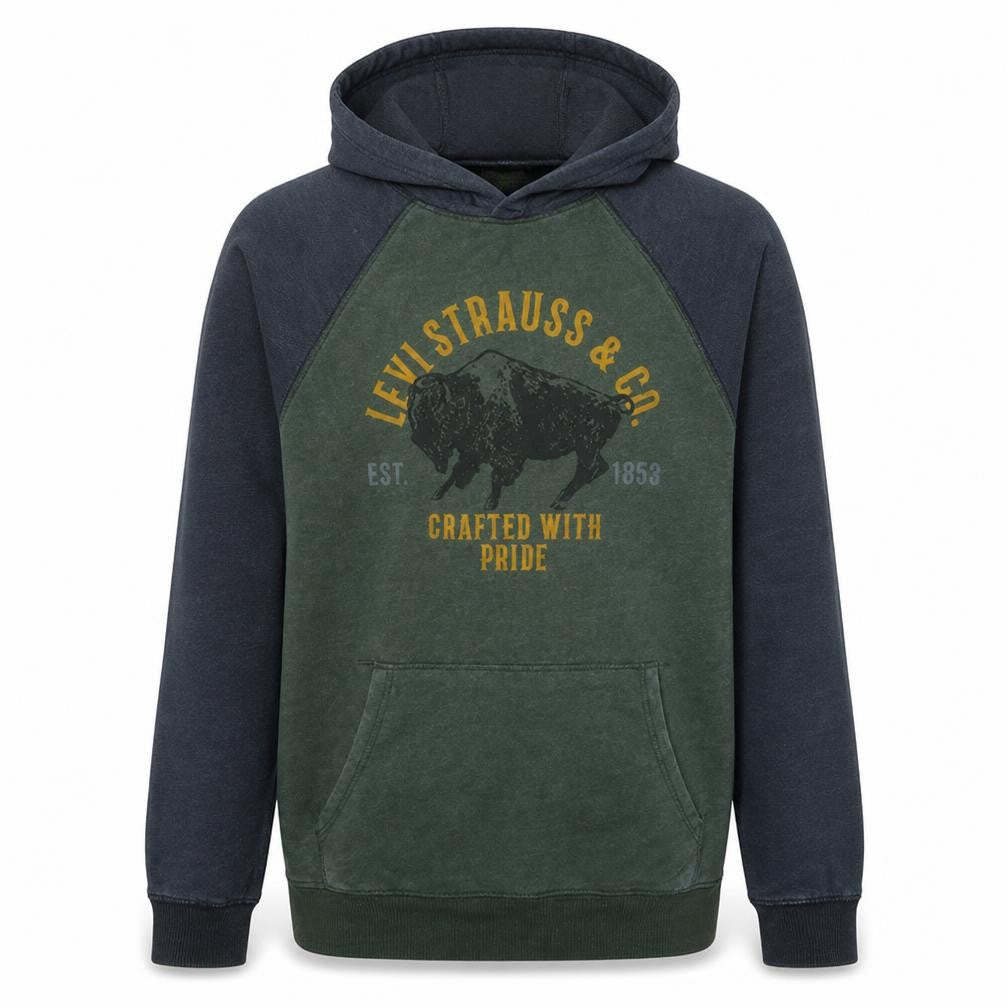 Levi's Men's Green Pullover Hoodie Size S Graphic Fleece Sweatshirt