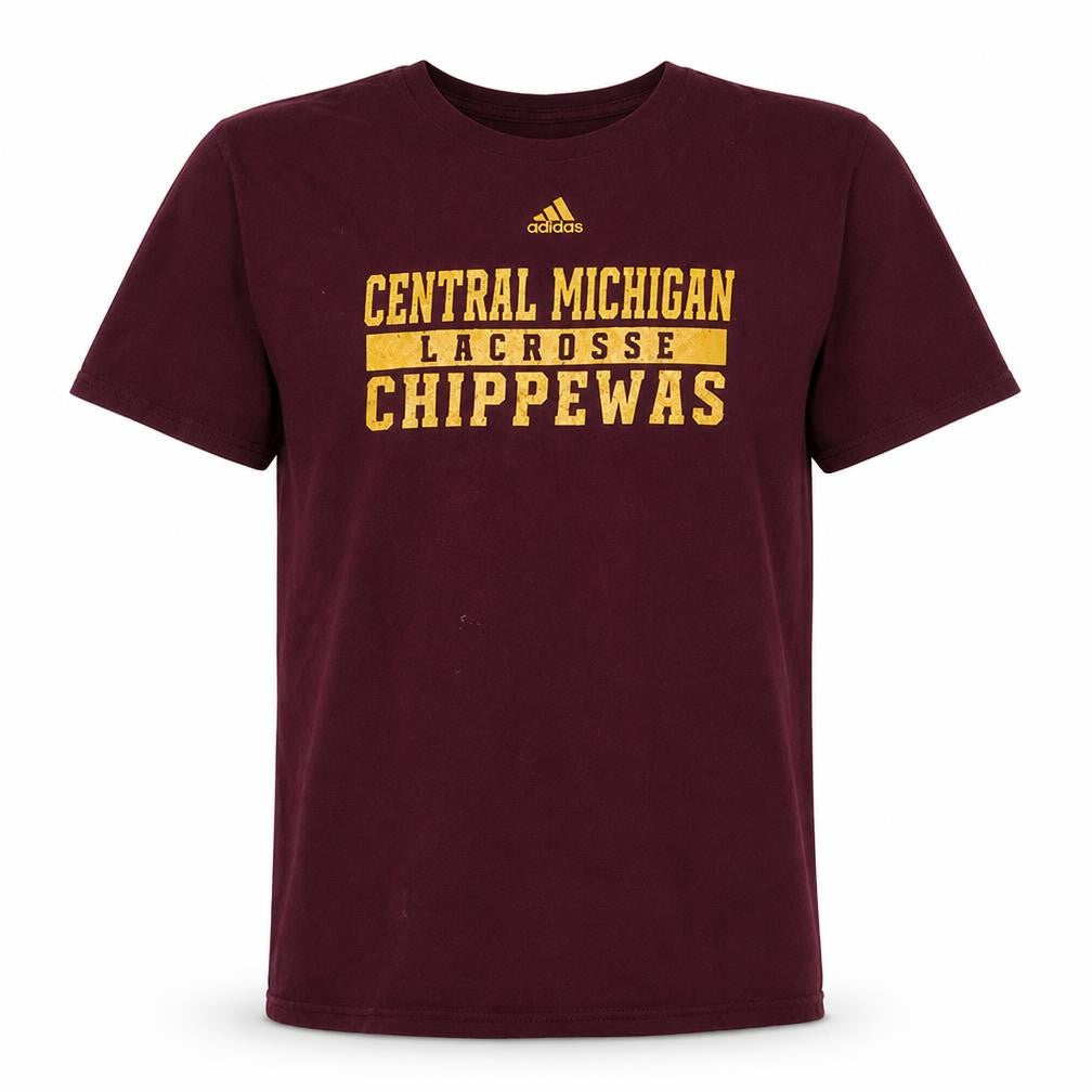 Front view of Adidas Men's Maroon Central Michigan Lacrosse 2XL Cotton T-Shirt