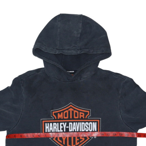 Harley-Davidson Men's Black Pullover Hoodie M Biker Logo Cotton