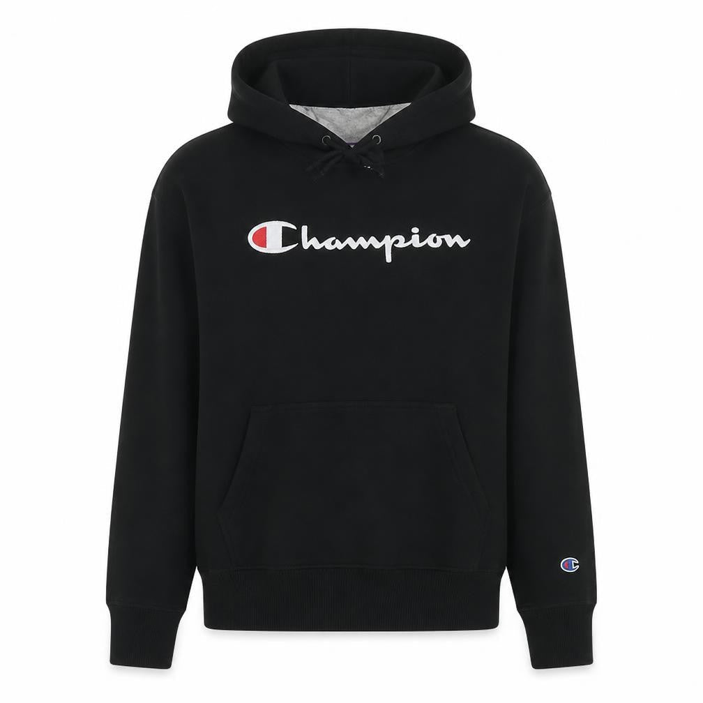 Champion Men's Black Pullover Hoodie M Regular Fit Logo Fleece