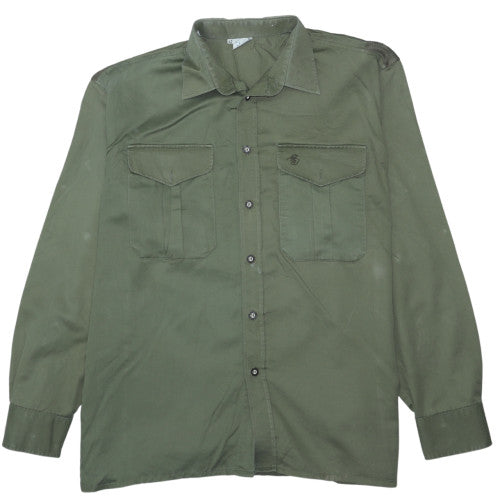 Imperial Men's Green 42in Regular Fit Cotton Military Shirt
