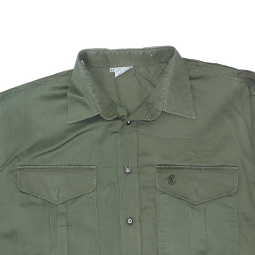Imperial Men's Green 42in Regular Fit Cotton Military Shirt