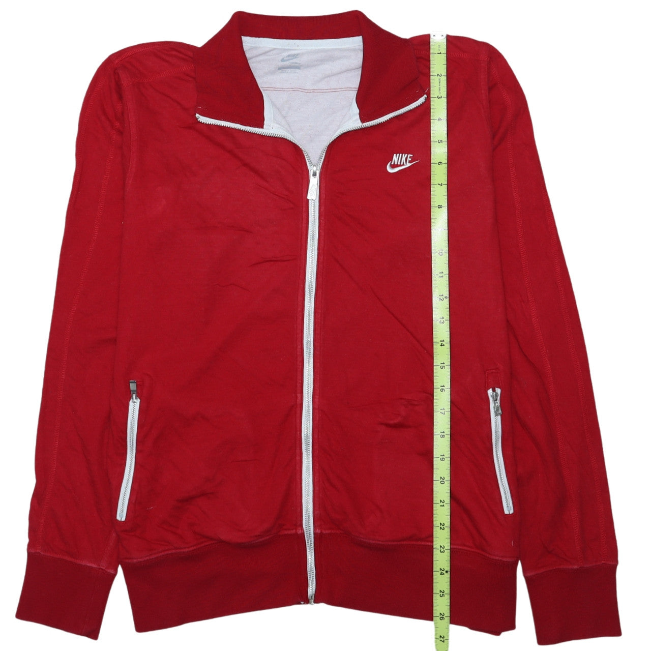 Nike Men's Red Full Zip Collared Sweatshirt Size L