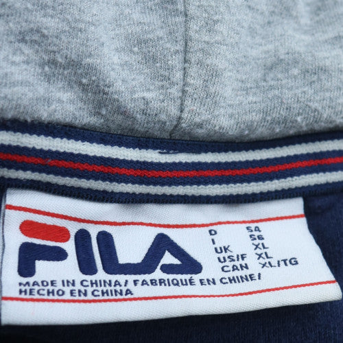 FILA Men’s Blue Full Zip Hoodie XL Cotton Blend Sportswear