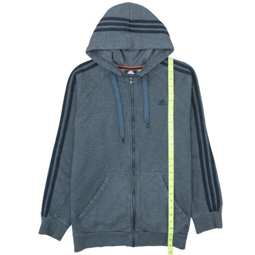 Adidas Mens Grey Full Zip Hoodie L Sportswear Fleece