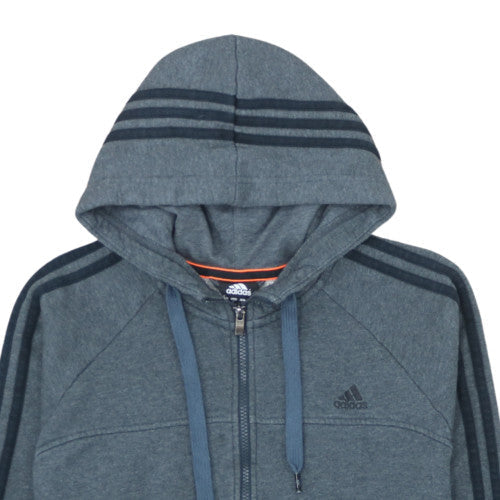 Adidas Mens Grey Full Zip Hoodie L Sportswear Fleece