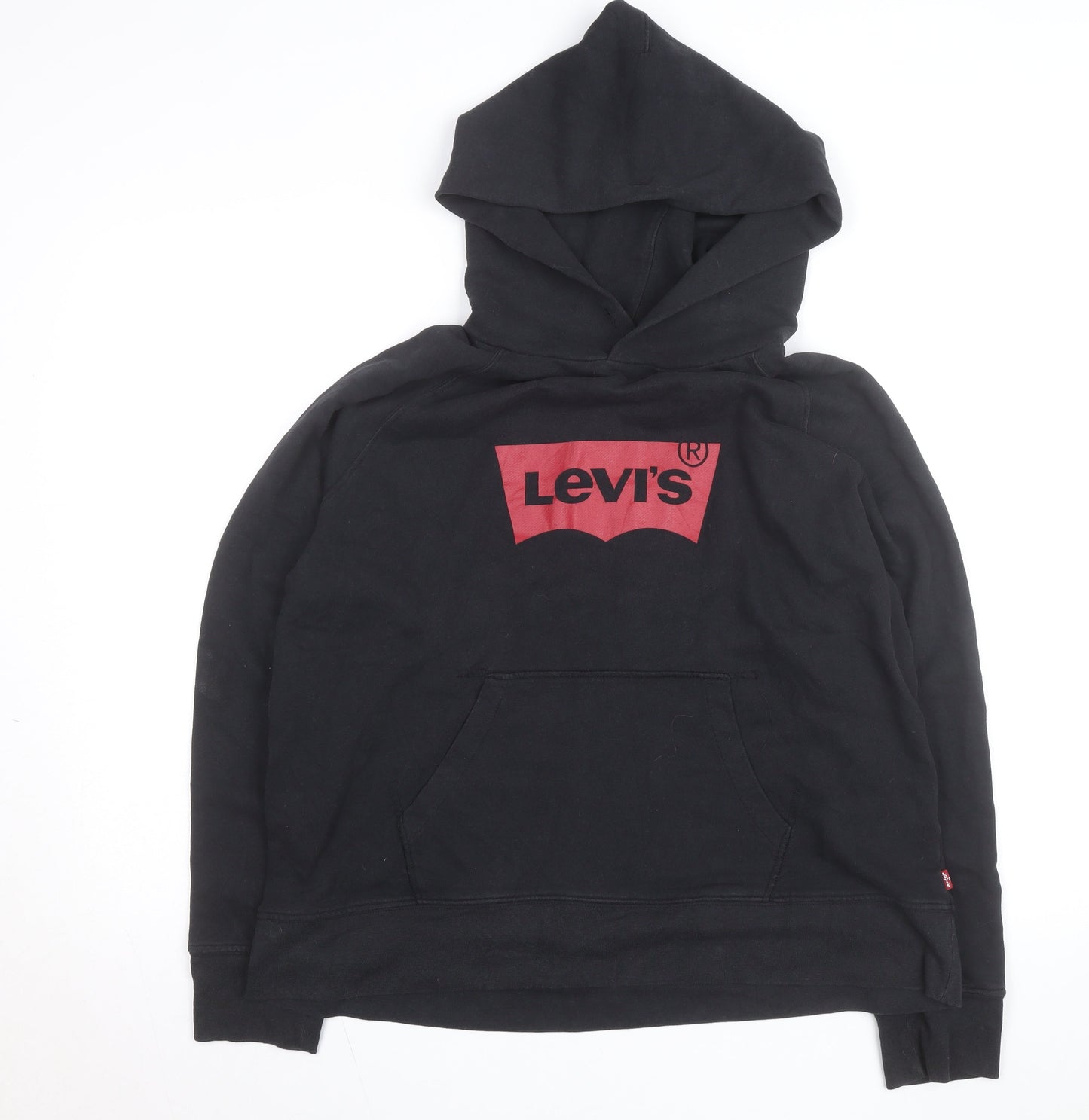Levi's Girls Black Pullover Hoodie L Logo Graphic Cotton Blend