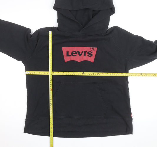 Levi's Girls Black Pullover Hoodie L Logo Graphic Cotton Blend
