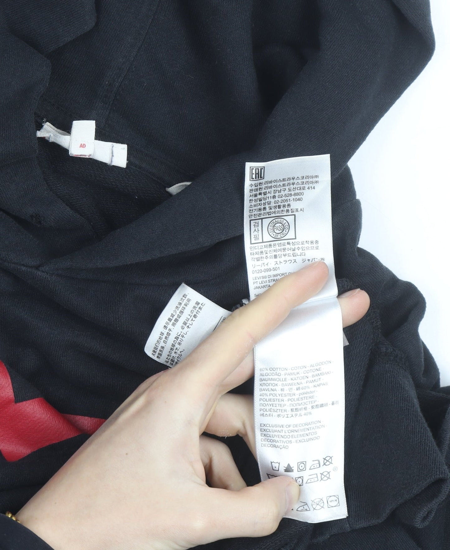 Levi's Girls Black Pullover Hoodie L Logo Graphic Cotton Blend