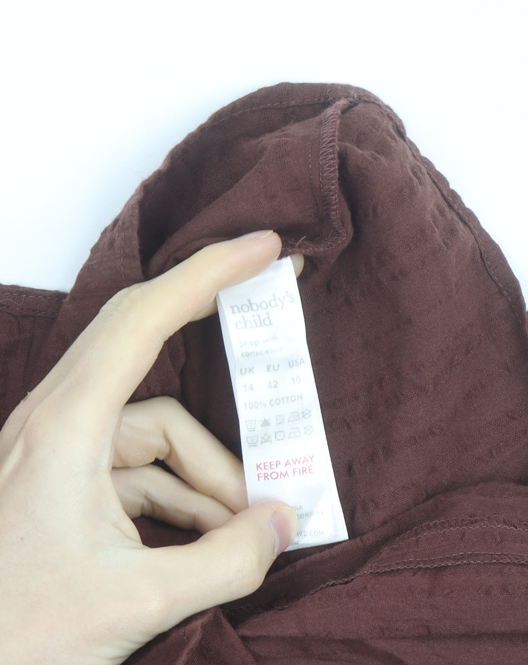 Nobody’s Child Women Brown Cotton Button-Up Blouse Size 14