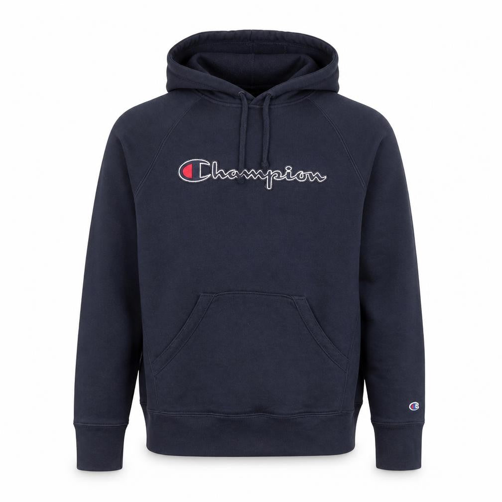Champion Men's Blue Pullover Hoodie S Embroidered Logo Fleece