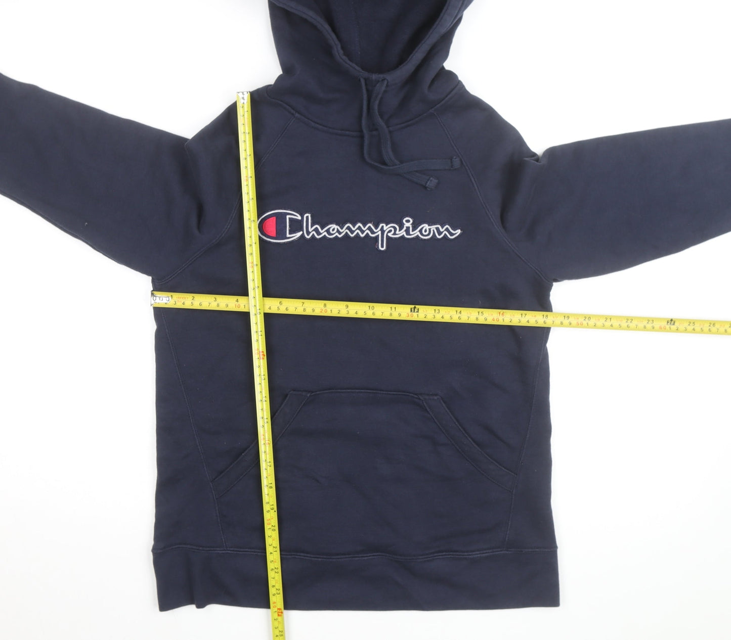 Champion Men's Blue Pullover Hoodie S Embroidered Logo Fleece