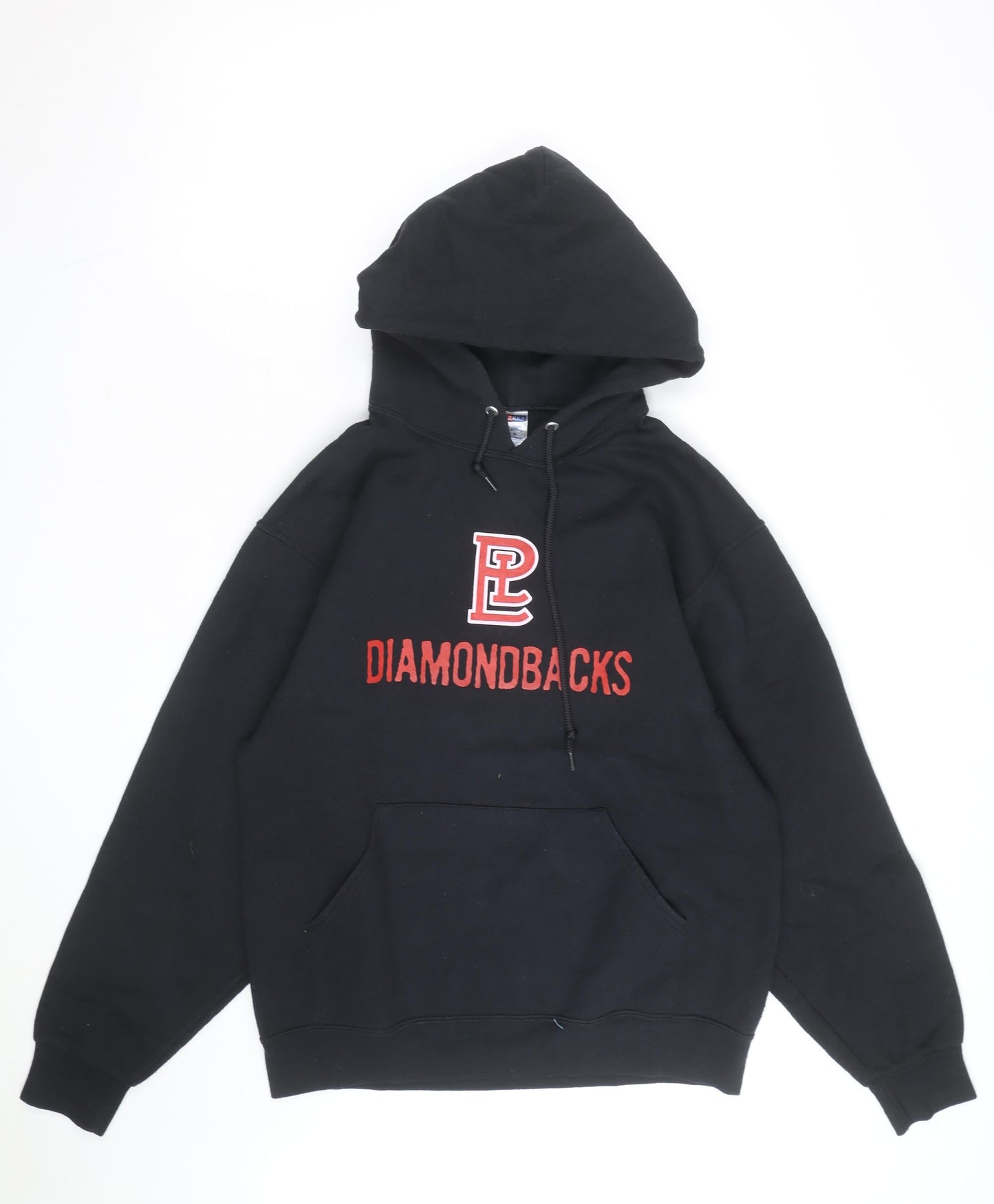 Jerzees Mens Black Pullover Hoodie M College Graphic Fleece