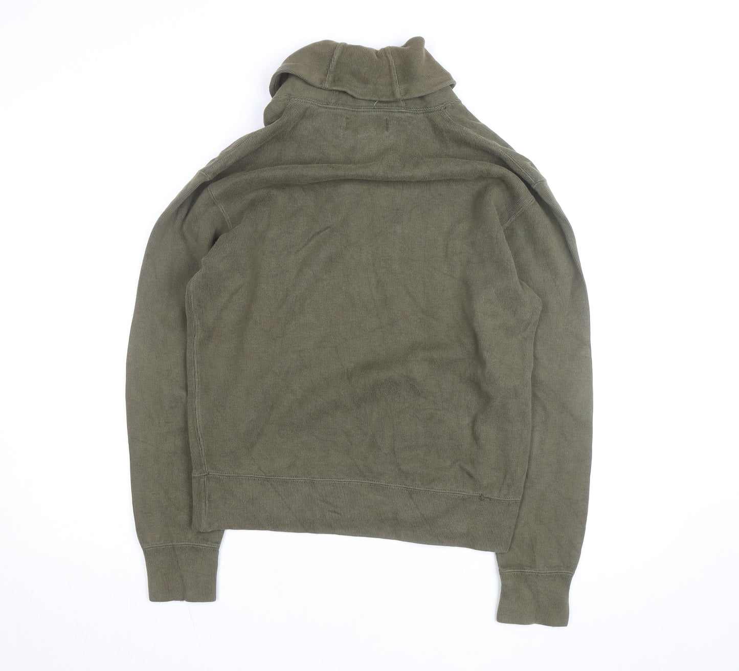 Ralph Lauren Men's Green Shawl Collar Cotton Knit Jumper Size S