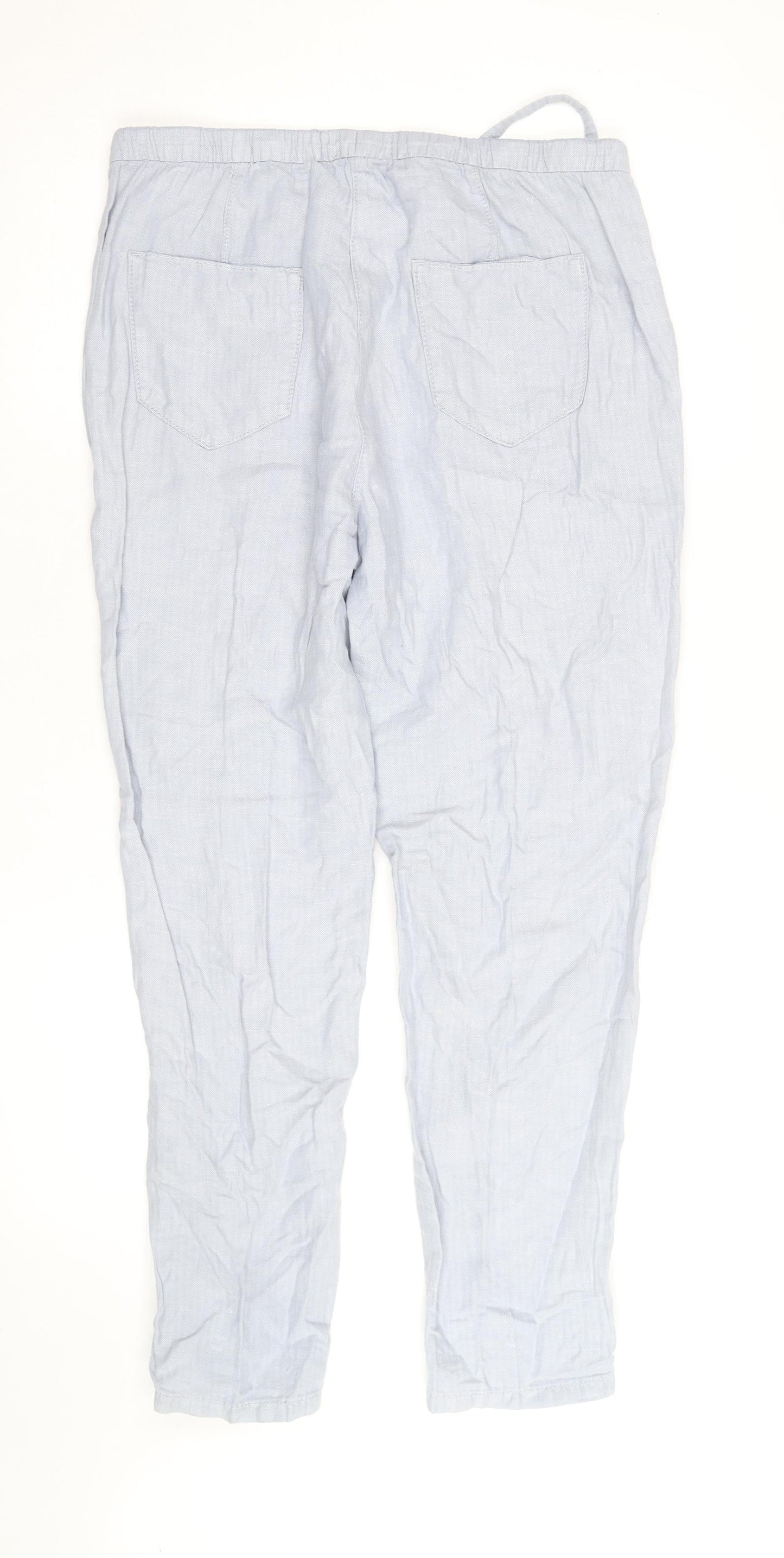 Marks and Spencer Womens Blue Linen Blend Jogger Trousers Size 12