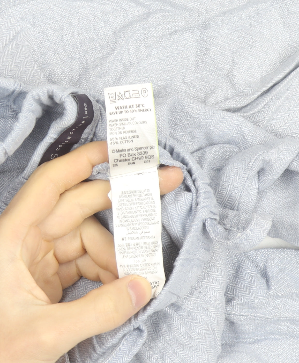Marks and Spencer Womens Blue Linen Blend Jogger Trousers Size 12