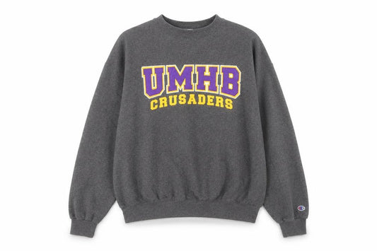 Champion Men's Grey Eco Fleece Pullover Sweatshirt L Logo Crew Neck