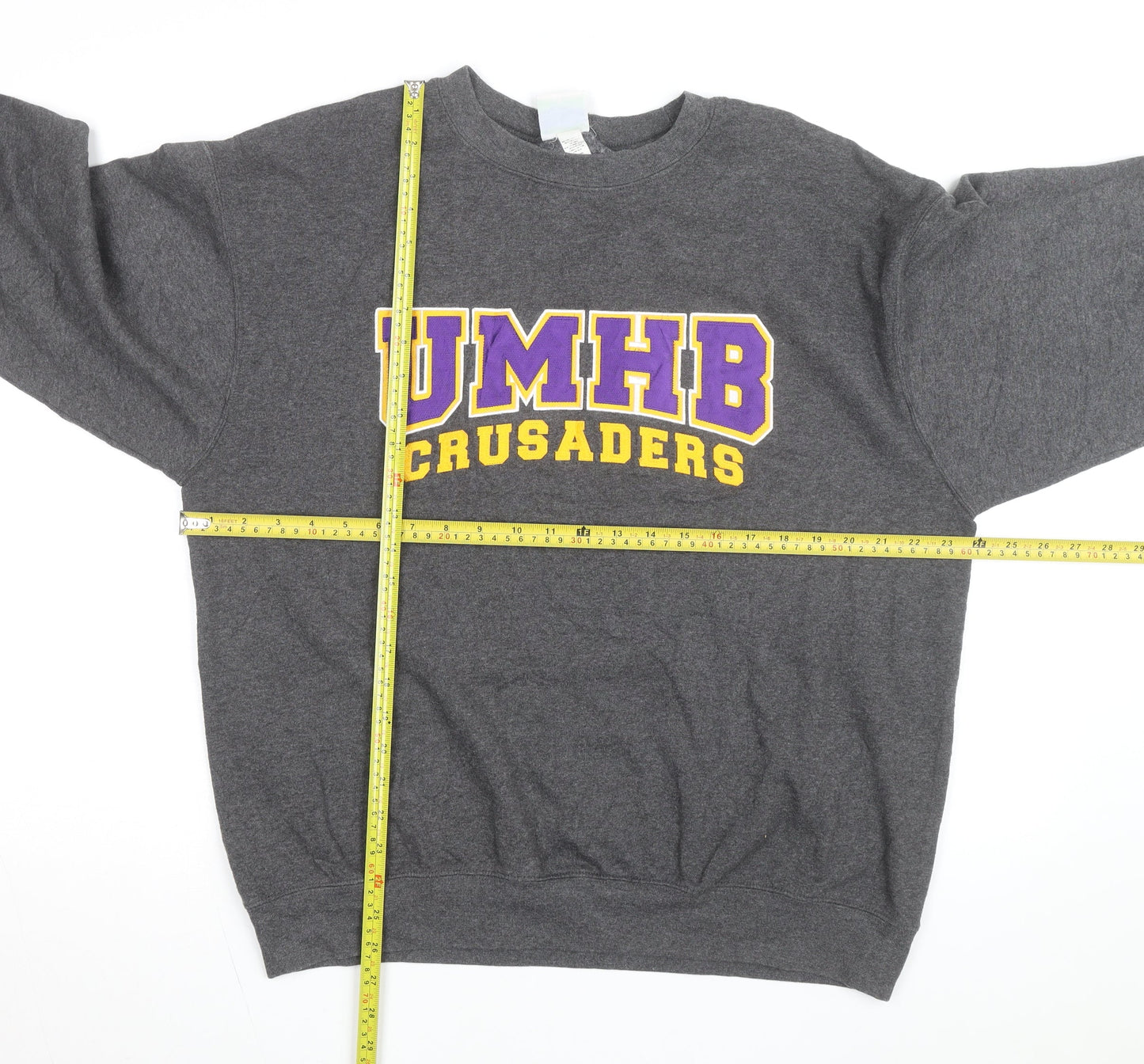 Champion Men's Grey Eco Fleece Pullover Sweatshirt L Logo Crew Neck