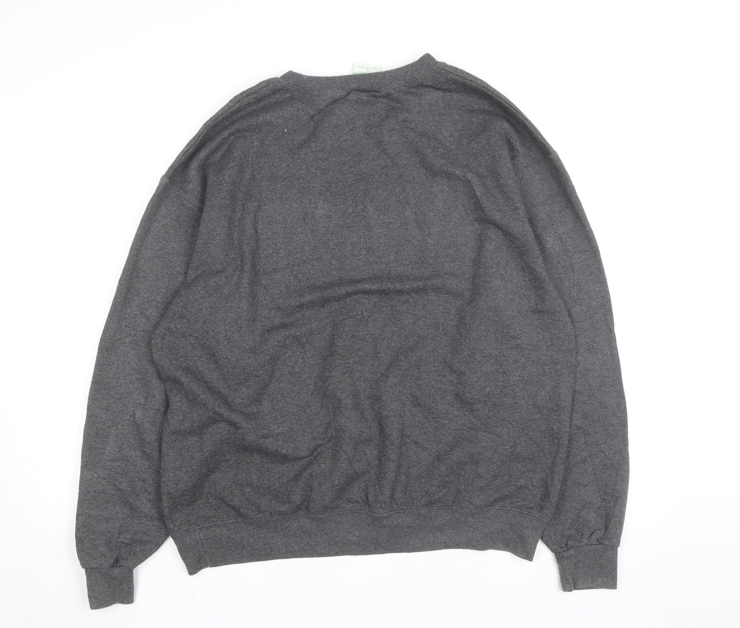 Champion Men's Grey Eco Fleece Pullover Sweatshirt L Logo Crew Neck