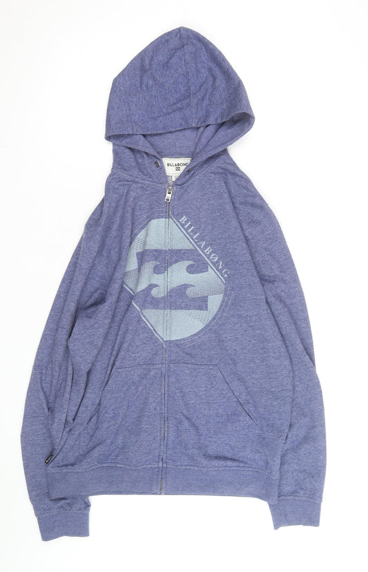 Billabong Men's Blue Full Zip Hoodie Medium Surf Graphic