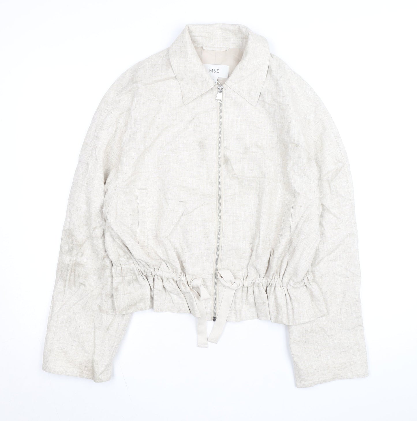 Marks and Spencer Women’s Beige Linen Blend Zip Short Jacket Size 8