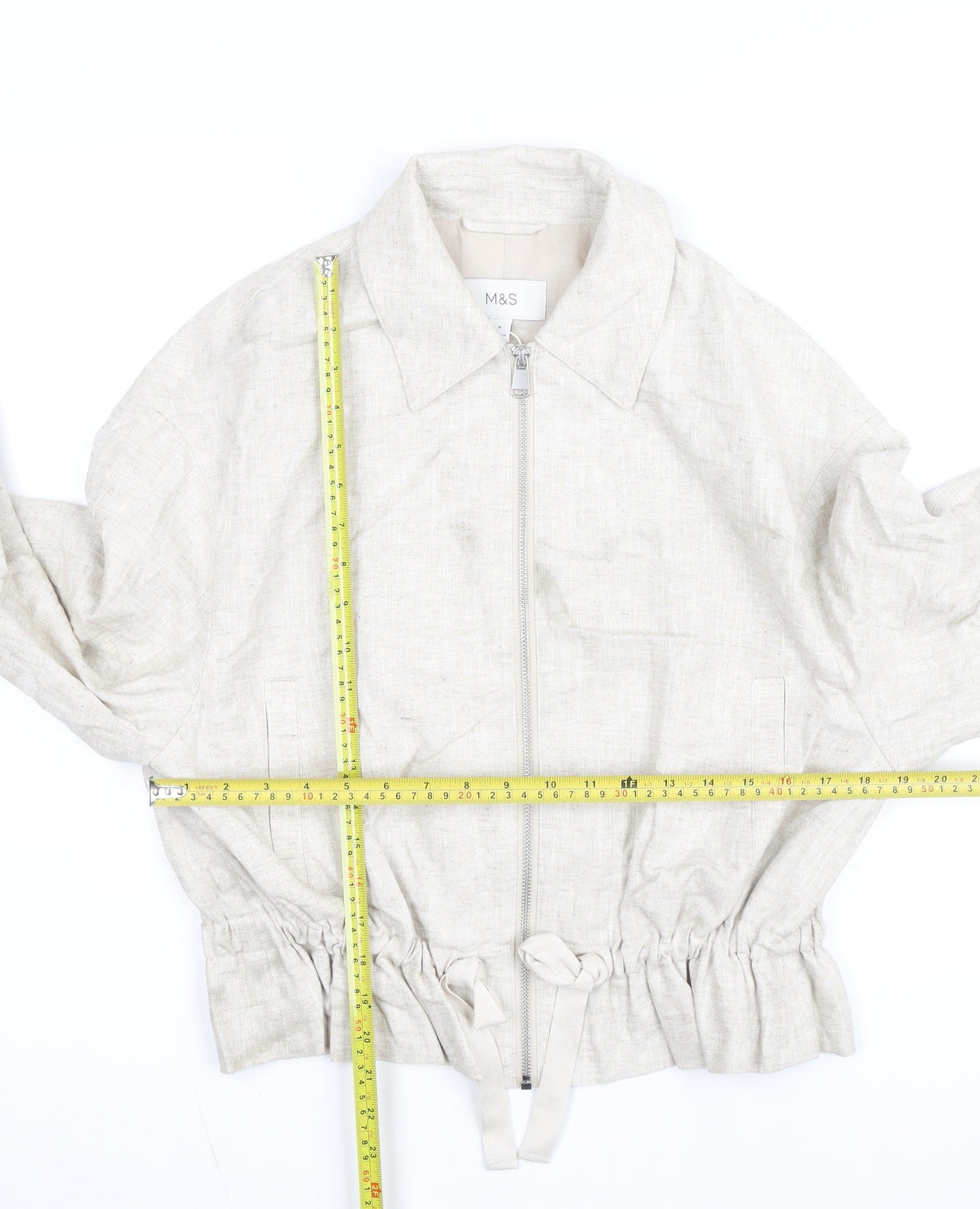 Marks and Spencer Women’s Beige Linen Blend Zip Short Jacket Size 8