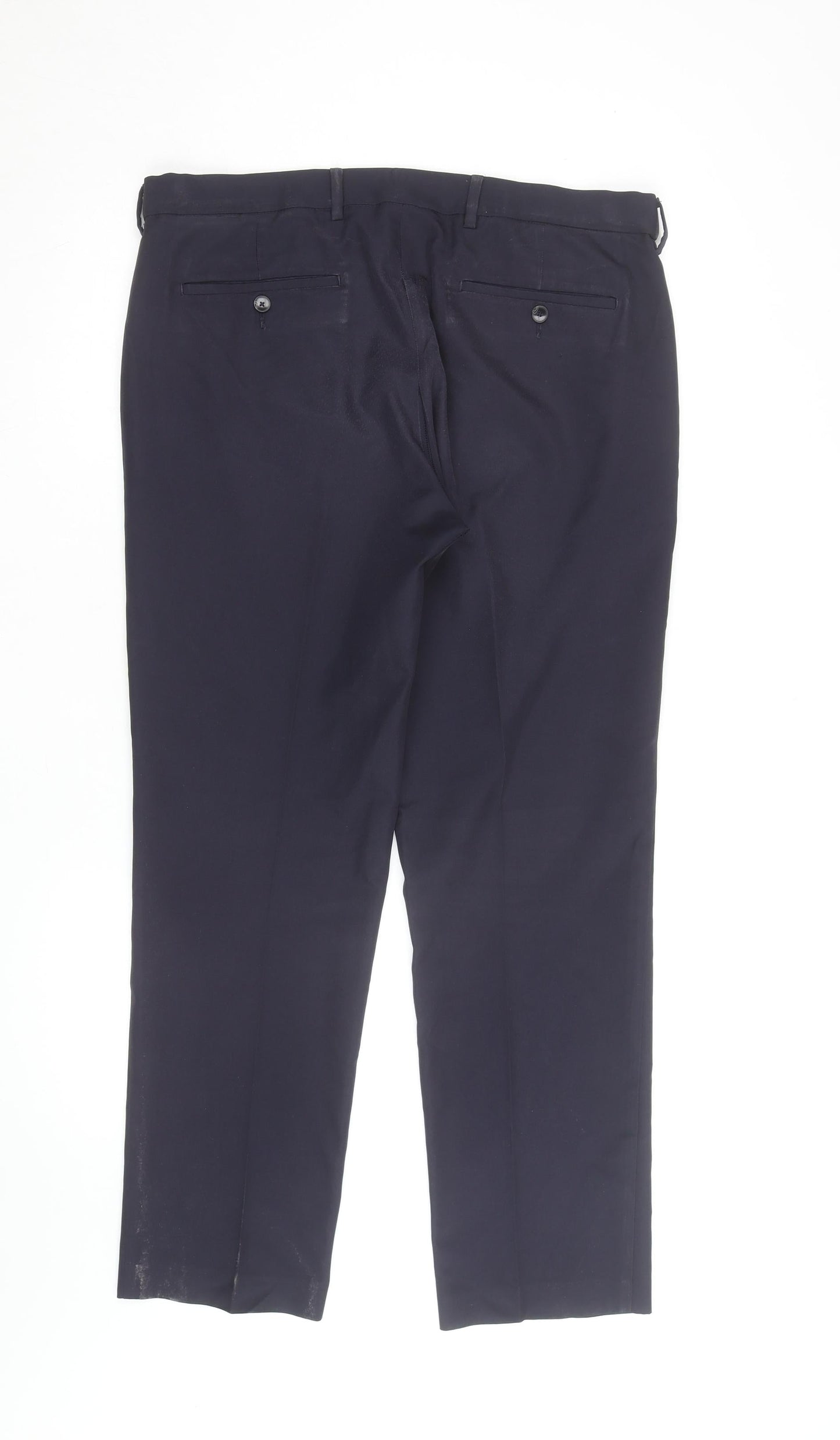 Marks and Spencer Men's Blue 36 Regular Fit Dress Trousers