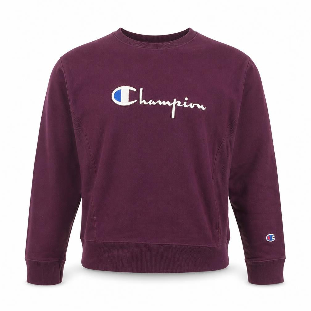 Champion Men's Purple Reverse Weave Crew Neck Sweatshirt Medium