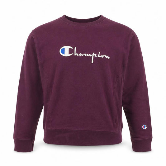 Champion Men's Purple Reverse Weave Crew Neck Sweatshirt Medium
