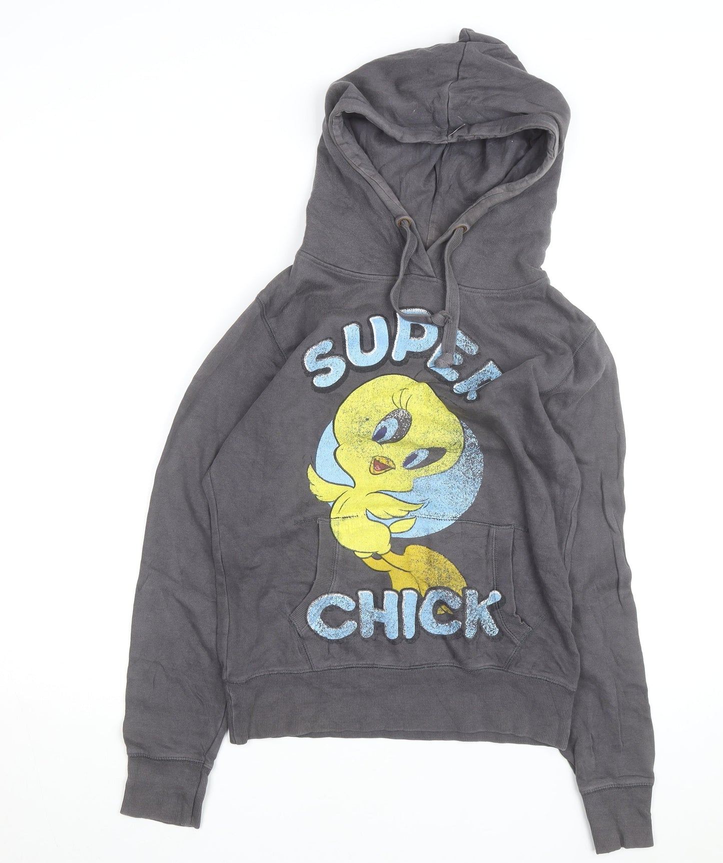 Tweety Women's Grey Pullover Hoodie Size S Cartoon Print