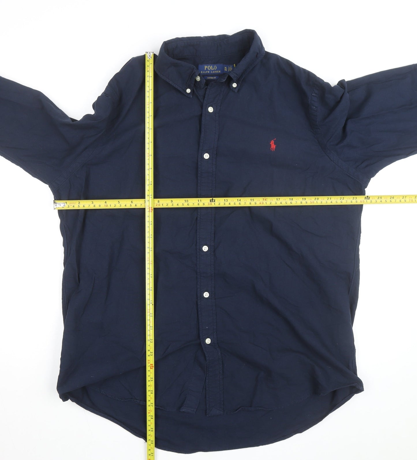 Ralph Lauren Men's Blue XL Slim Fit Button-Down Cotton Shirt