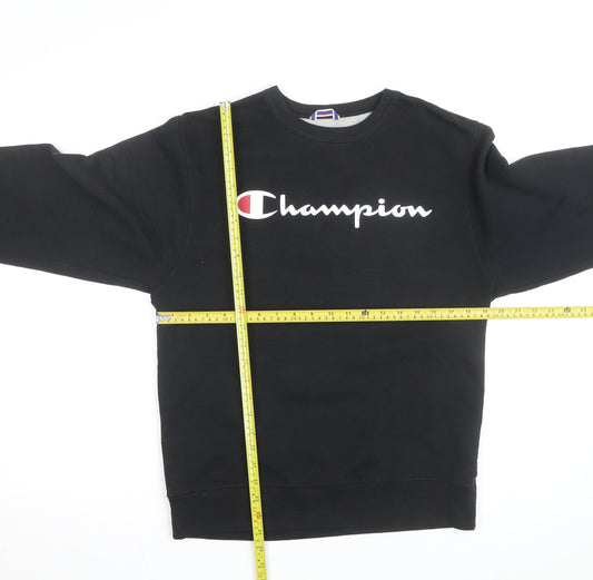 Champion Men's Black Crew Neck Logo Sweatshirt Size S