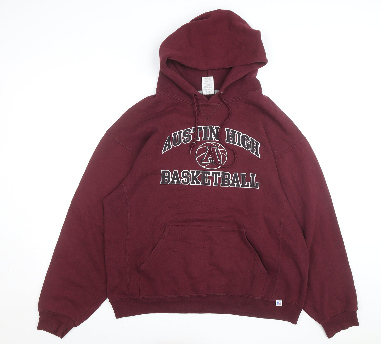 Russell Athletic Men's Red Pullover Hoodie L Basketball Graphic