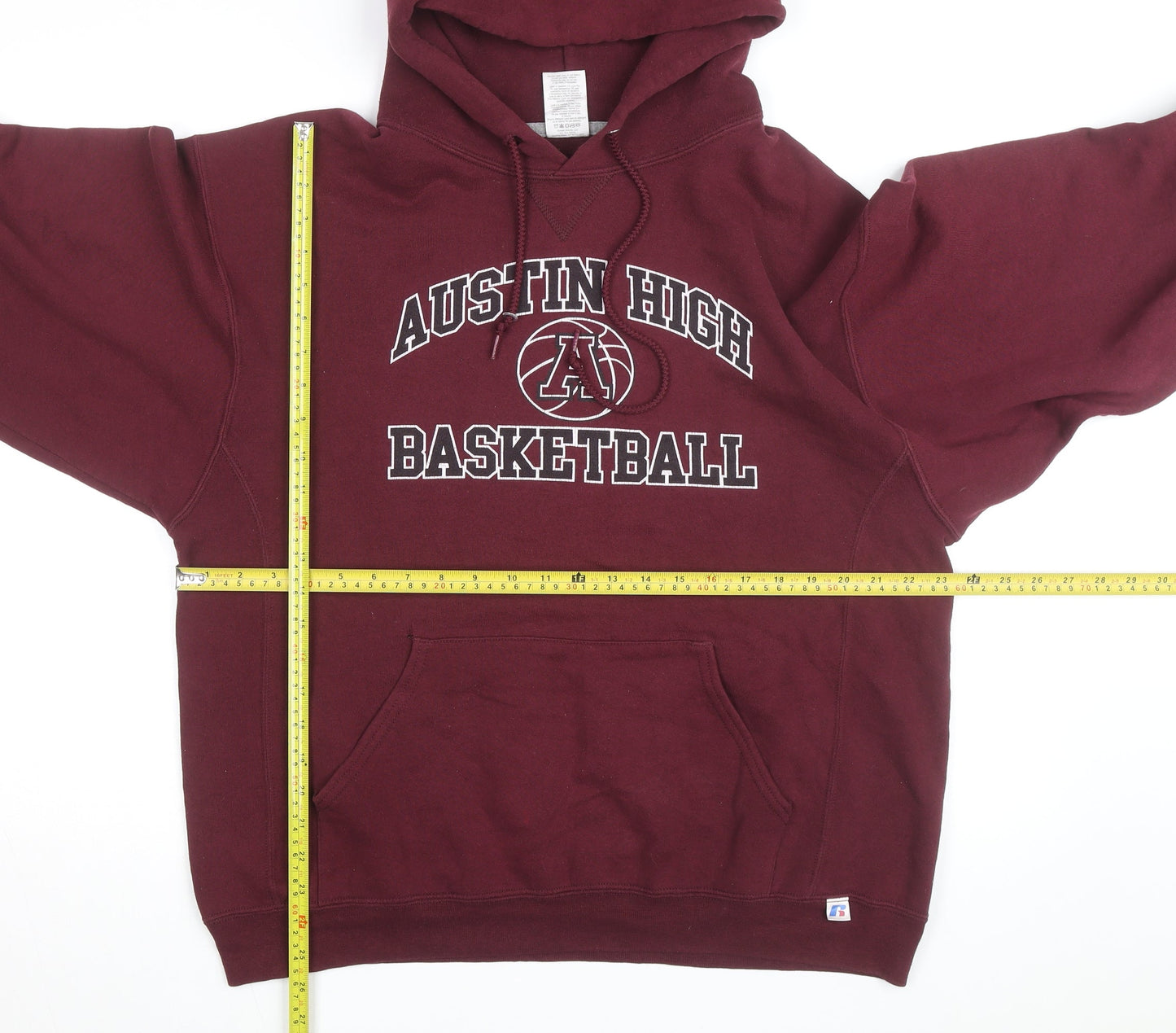 Russell Athletic Men's Red Pullover Hoodie L Basketball Graphic