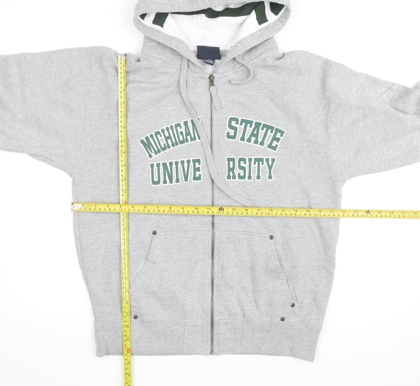 J America Men's Grey Michigan State Full Zip Hoodie Size M