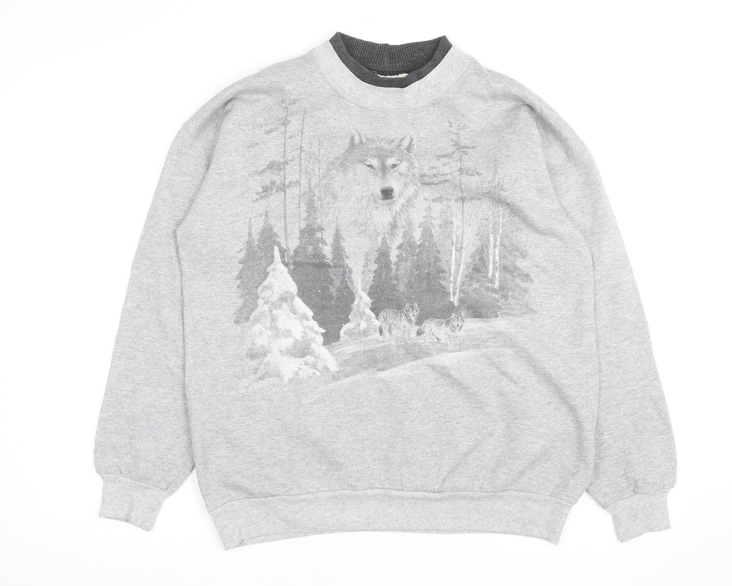 Ernie’s Glen Men’s Grey Wolf Graphic Pullover Sweatshirt M