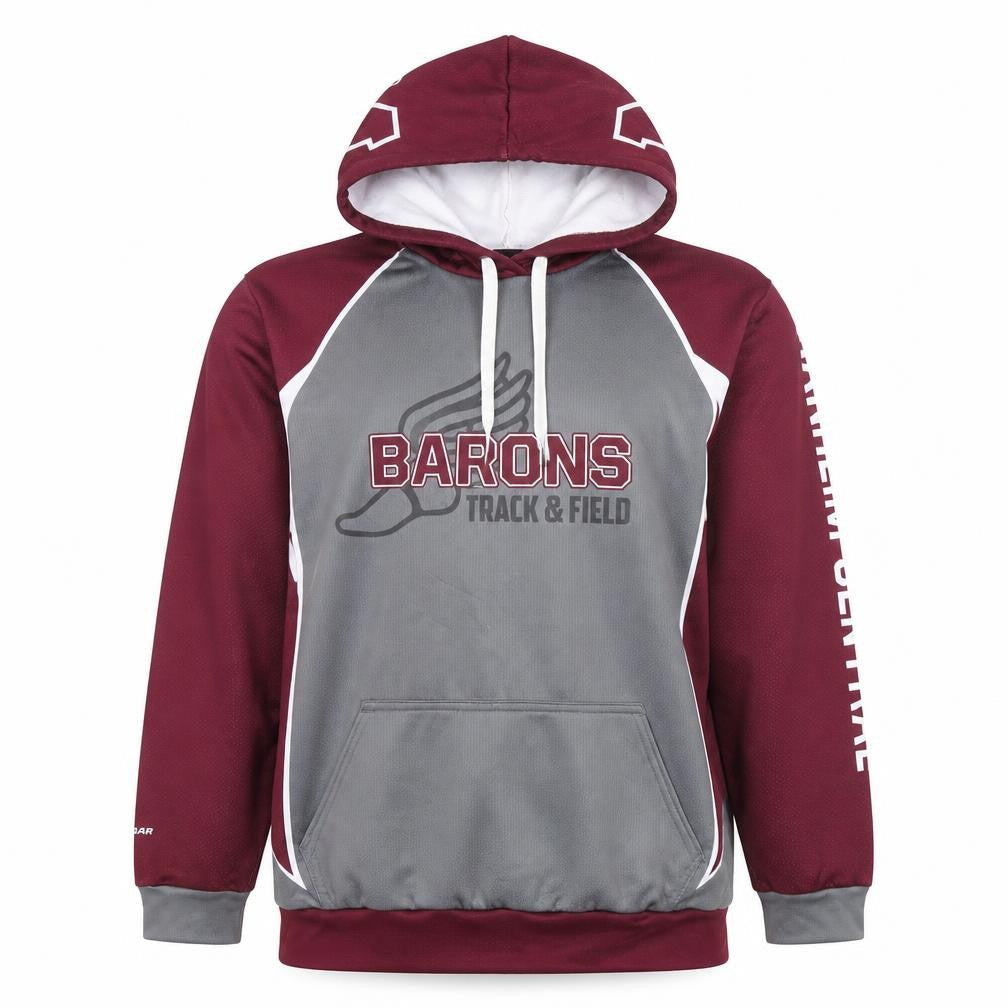 Pryde Gear Men’s Grey Red Pullover Hoodie S Athletic Track & Field