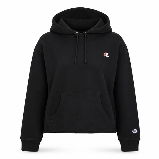 Champion Girls Black Reverse Weave Pullover Hoodie L Logo Fleece