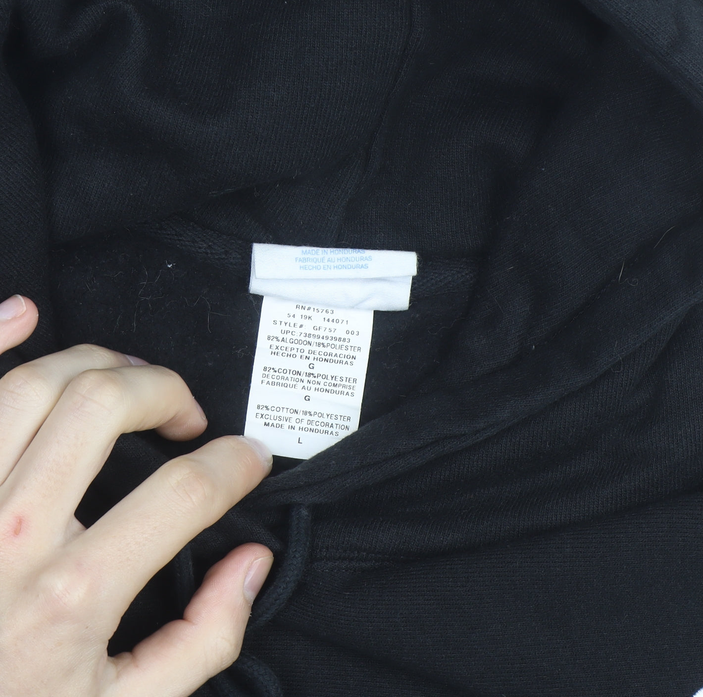 Champion Girls Black Reverse Weave Pullover Hoodie L Logo Fleece