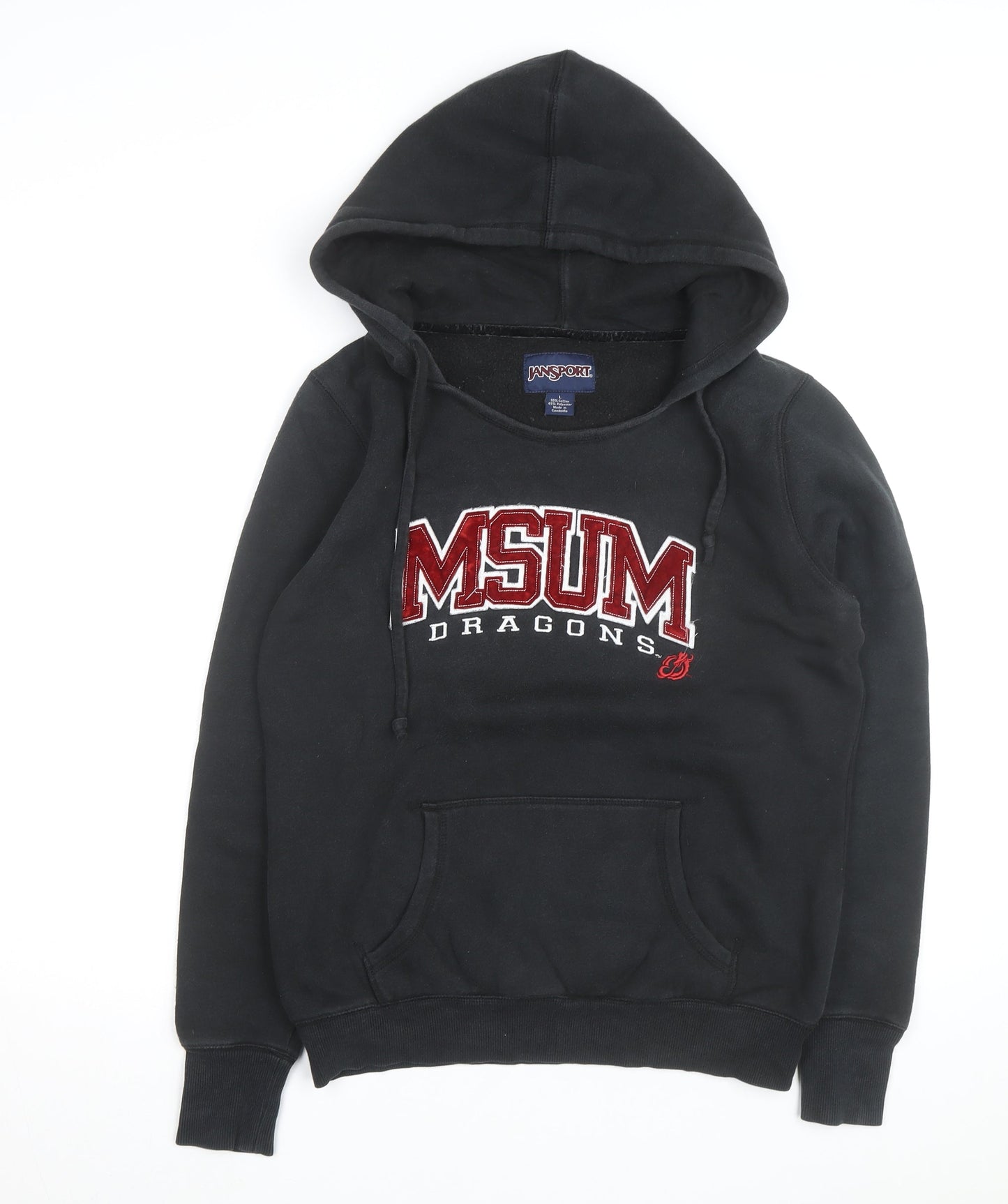 Jansport Mens Black L Pullover Hoodie MSUM Dragons Graphic Fleece