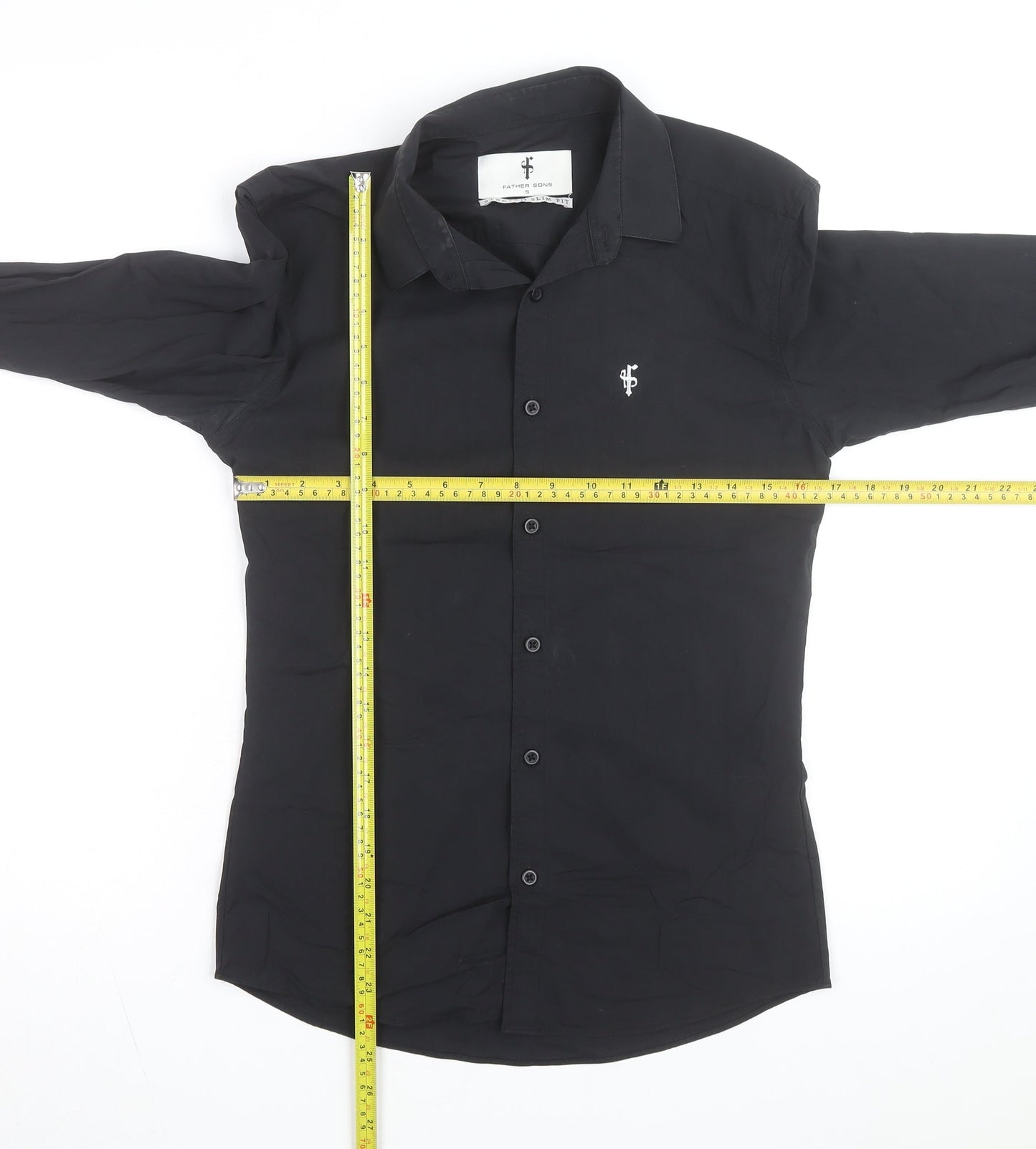 Father Sons Men's Black Slim Fit Stretch Button-Up Shirt S