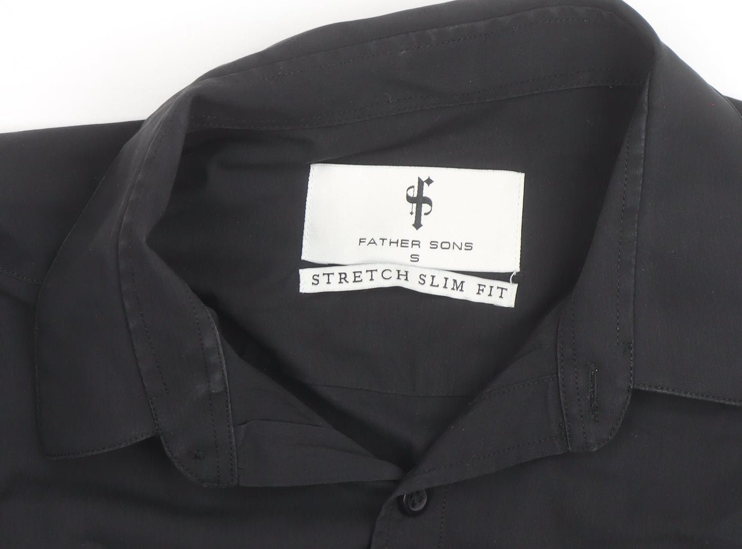 Father Sons Men's Black Slim Fit Stretch Button-Up Shirt S