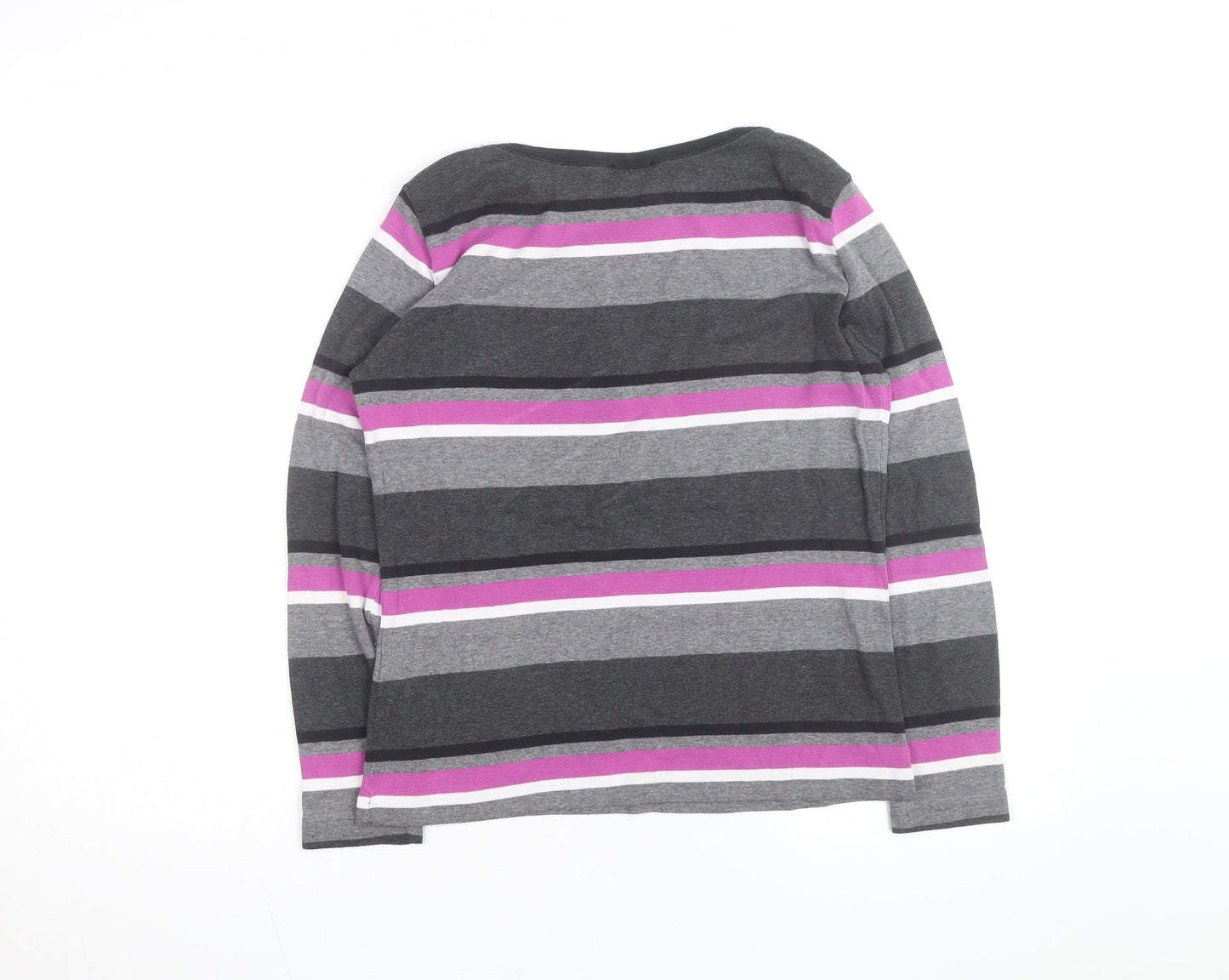 Zamba Women's Multicoloured Striped Long Sleeve Cotton T-Shirt Size 2