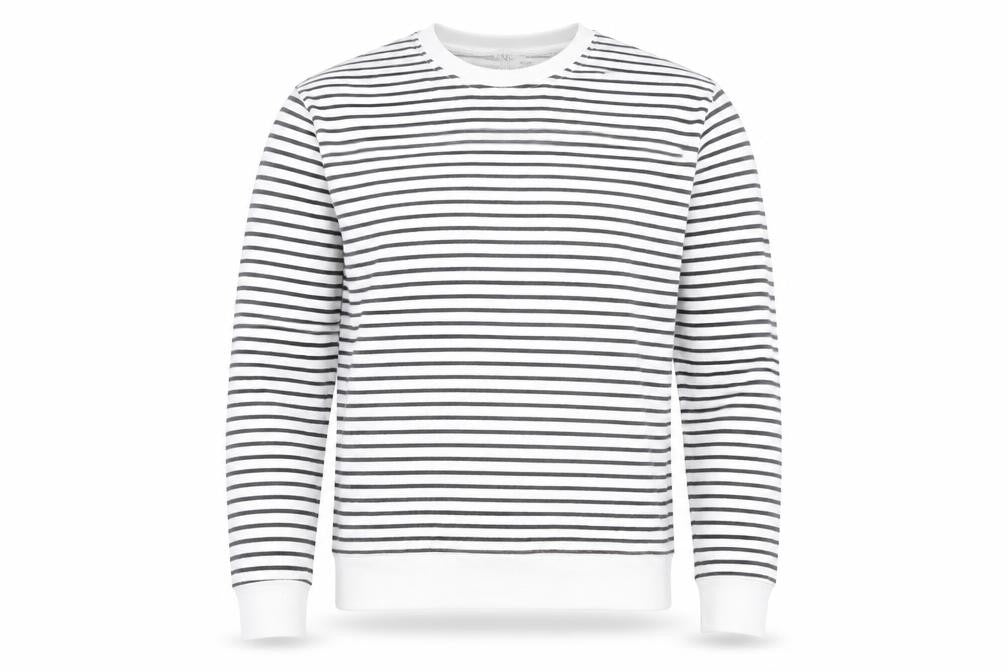 Marks & Spencer Men's White Striped Cotton Long Sleeve Top M